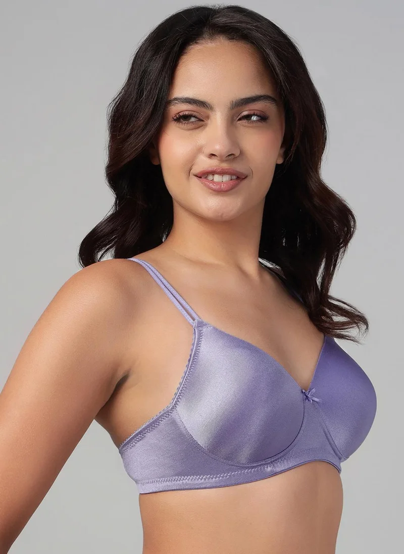 Clovia Purple Clovia Padded Non-Wired Full Coverage T-shirt Bra in Light Purple for Women | Best Price UAE