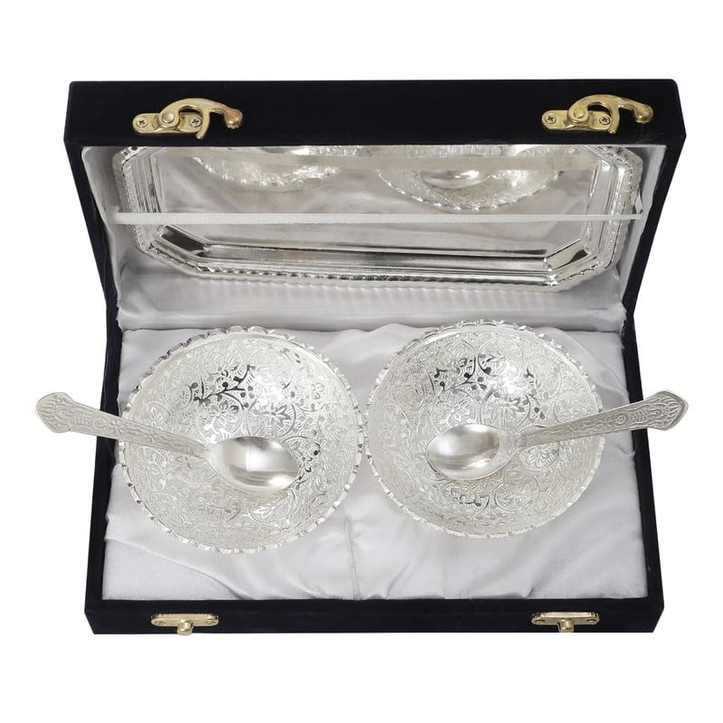 INTERNATIONAL GIFT® German Silver Round Bowl Spoon Tray Or Carry Bag with Best Sister Ever Tag |German Silver Metal Suitable for Gifting, Serving, Home Décor and Pooja - Image 4