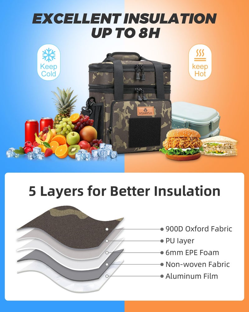 HSHRISH Expandable Large Tactical Lunch Box for Adults, Durable Insulated Lunch Bag with Lots of Storage Space, Cooler Bag for Men Women Work Outdoor Picnic Trips,15L - Image 5