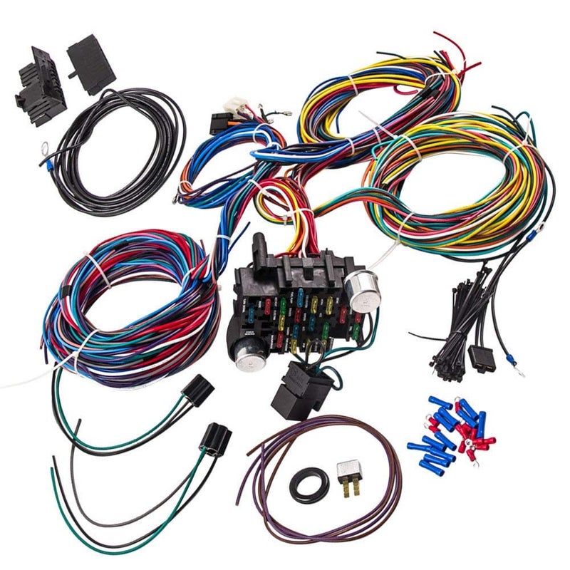 Auto Parts Prodigy Universal Wiring Harness Kit 21 Circuit Long Wires Standard for Chevy Mopar Hotrods Ratrods Ford Chrysler Universal Automotive Wiring - Image 1