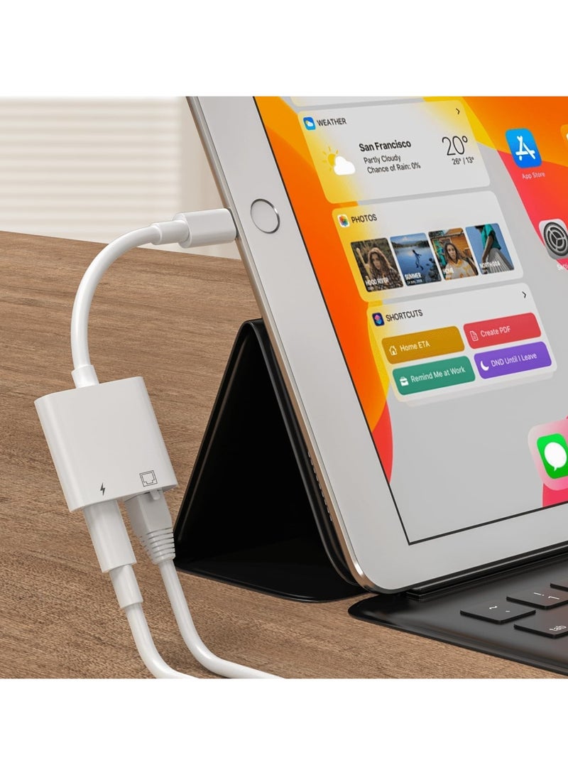 USB C to Ethernet Adapter 2 in 1 USB C to RJ45 Adapter with Type C PD Charging Port Compatible with iPhone16 17 /Android/MacBook Supports 100Mbps Ethernet Network - Image 3