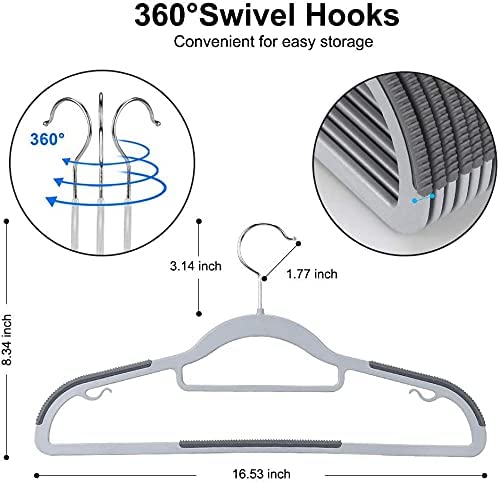 HOLLIO 12 pcs Plastic Hangers Heavy Duty Clothes Hangers with Non-Slip Pads Space Saving 0.2" Thickness Super Lightweight Organizer Clothes Hanger for Wardrobe,Multi Purpose Use for Clothing Hanging - Image 2