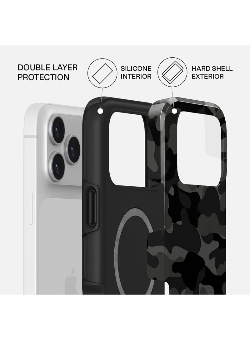 Mobcos iPhone 17 Pro Max Shadow Camo Premium Case Compatible with Hybrid Dual-Layer Hard Shell + Silicone Protection - Scratch-Resistant Shockproof Mobile Cover