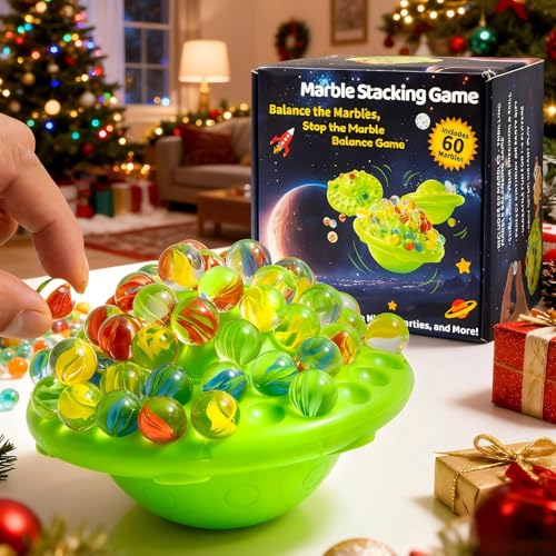 Chgfs Family Game Marble Balance Game60 Colorful Marbles with Builtin StorageFun Board Games for KidsAdultsExciting Party Game for 14 Player for Kids 814 - Image 1