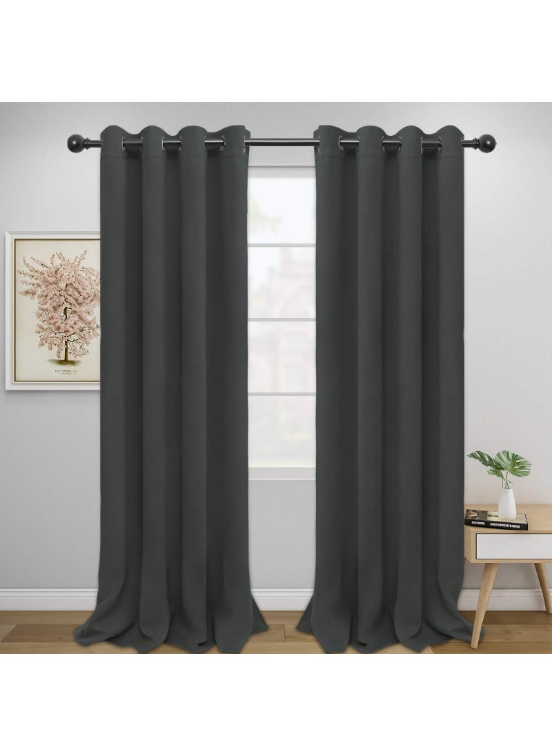 Easy-Going EasyGoing Blackout Curtains for Bedroom Solid Thermal Insulated Grommet and Noise Reduction Window Drapes Room Darkening Curtains for Living Room 2 Panels 52x108 inDark Gray 