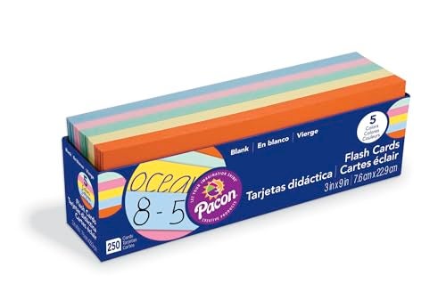 School Specialty Pacon Blank Flash Cards, Assorted Colors, 3 x 9 Inches, Pack of 250 - Image 4