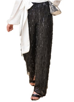 Generic Women's wide-leg trousers made of chic sequins  - Image 2