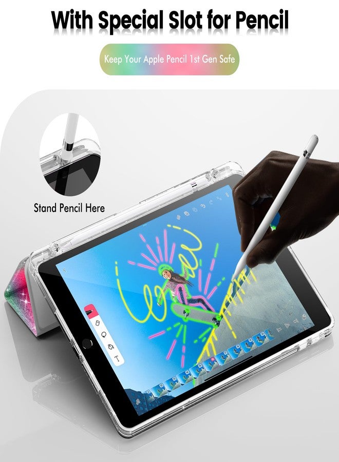 INFILAND for iPad 9th Generation 2021/ iPad 8th Generation 2020/ iPad 7th Generation 2019 Case 10.2 inch, Glitter Cover with Clear Back, Pencil Holder for Kids Girls (Rainbow Shimmer) - Image 5