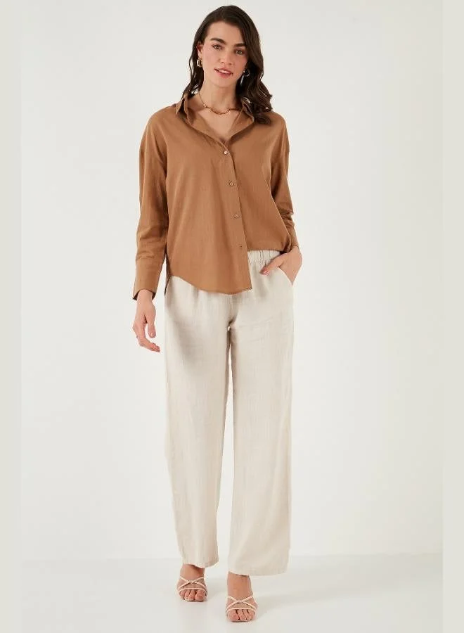 Lela Lela Cotton Regular Fit Long Sleeve Plain Shirt Women's SHIRT CF25S168305