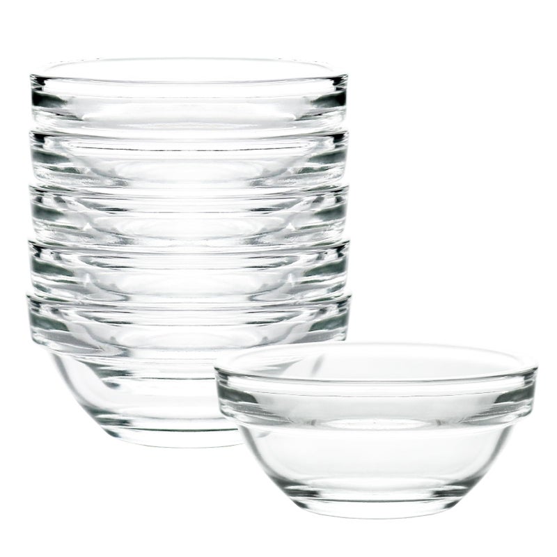 Iyulania 1.5 oz Clear Glass Bowl, Mini Prep Dish for Salt and Spices, Dishwasher and Microwave Safe, Stackable, Set of 6 - Image 1