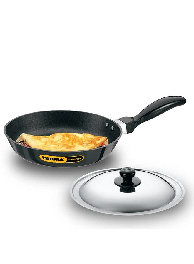 Hawkins Futura 20 cm Frying Pan, Non Stick Fry Pan with Stainless Steel Lid, Small Frying Pan, Black (NF20S) - Image 1