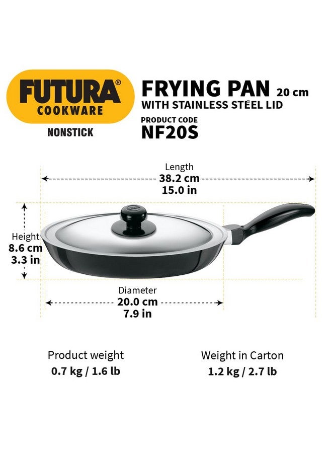 Hawkins Futura 20 cm Frying Pan, Non Stick Fry Pan with Stainless Steel Lid, Small Frying Pan, Black (NF20S) - Image 3