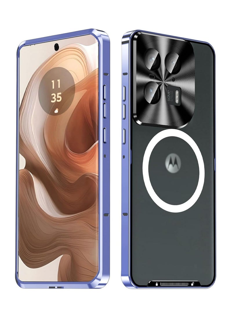 General Metal Magnetic Frosted Case Compatible with Motorola Edge 50 Ultra (2024) with Metal Frame + PC Frosted Shockproof Back Cover Support Magnetic Wireless Charge  - Image 1