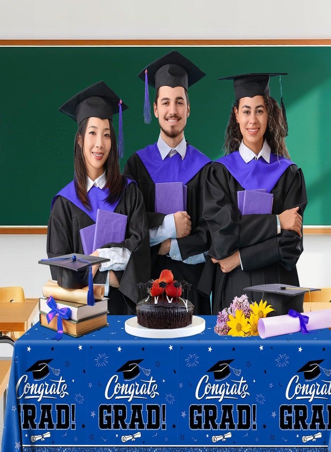YTGUVBK Graduation Tablecloth Blue and White Graduation Decorations Gongrats Grad Tablecloth 2026 Graduation Decorations Class of 2026 Table Covers Blue Graduation Table Cloths for Graduation Party Supplies - Image 3