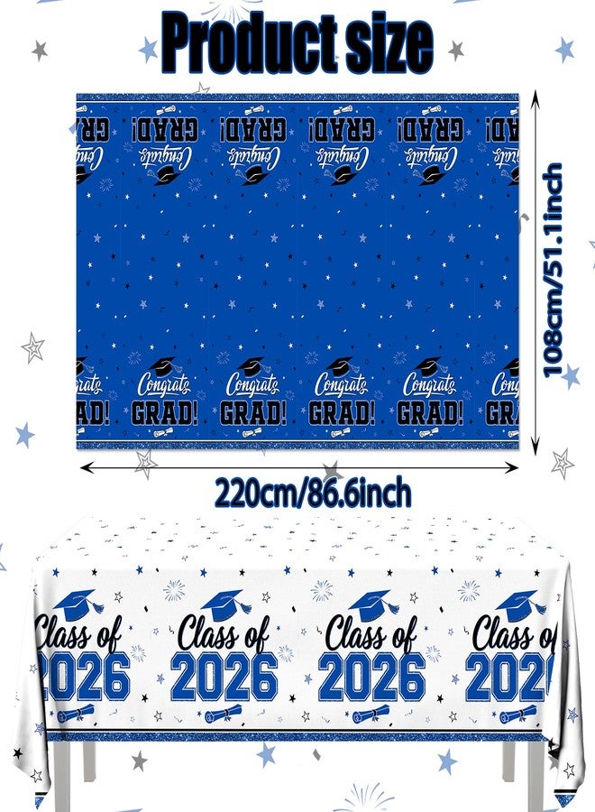 YTGUVBK Graduation Tablecloth Blue and White Graduation Decorations Gongrats Grad Tablecloth 2026 Graduation Decorations Class of 2026 Table Covers Blue Graduation Table Cloths for Graduation Party Supplies - Image 5
