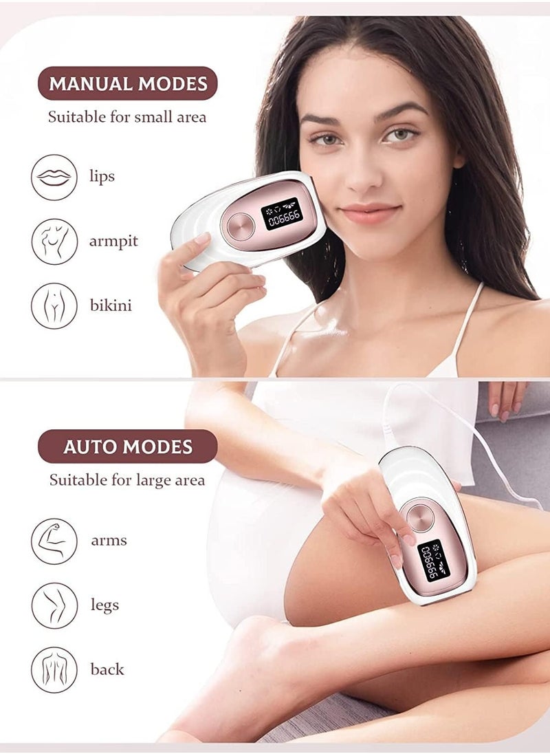 IPL Hair Removal Device, Ice Cooling Function for Painless Hair Removal with 999,900 Flashes, Auto and Manual Mode