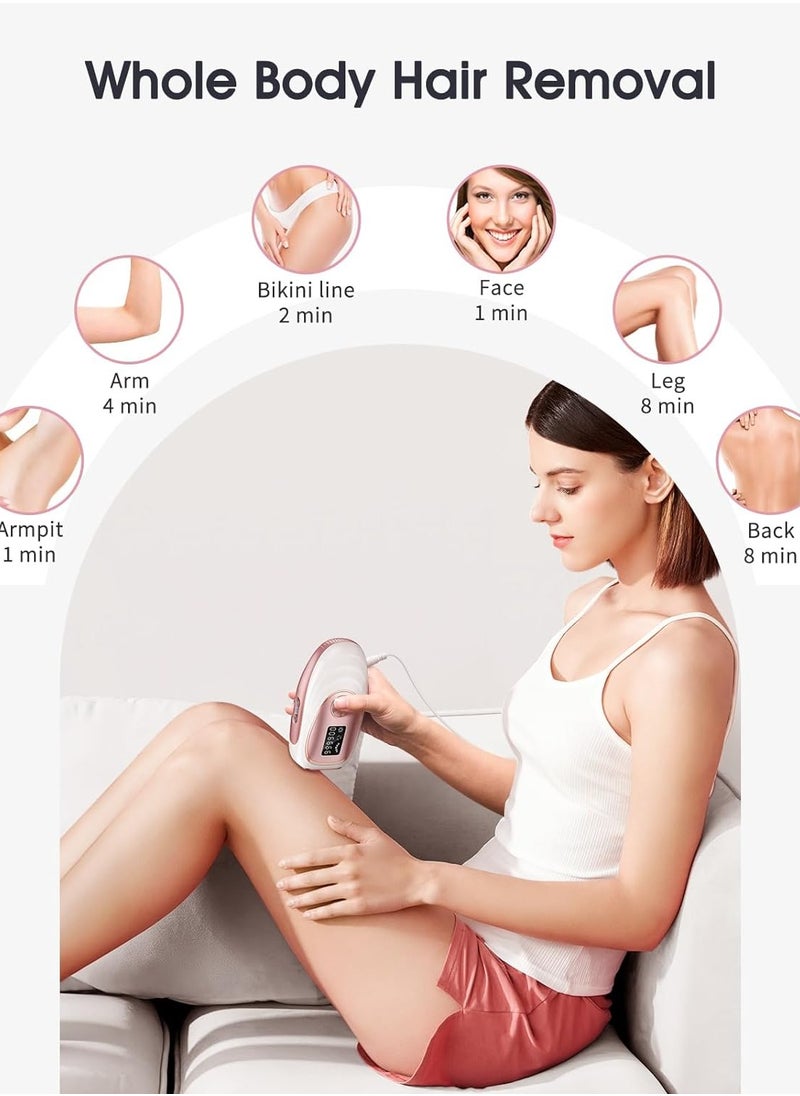 IPL Hair Removal Device, Ice Cooling Function for Painless Hair Removal with 999,900 Flashes, Auto and Manual Mode