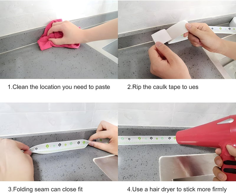 Self Adhesive PVC Oil Proof Caulk Strip for Kitchen and Bathroom – Sealing Tape for Tubs, Bathtub, Toilet – Waterproof & Moisture-Proof, Easy to Install – Random Multicolor Design - Image 3