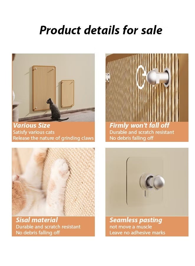 Cat Scratcher, Pet Cat Scratcher Board, Wall Mounted Cat Scratching Pad Equipped with Traceless Stickers, Natural Sisal Cat Scratch Pad,Cat Grinding Claw Pad,Vertical Cat Scratching Board with Velcro Tapes, Protect Wall, Couch, Carpet, Furniture,Reinstallable (Brown, 40 * 60cm) - Image 5