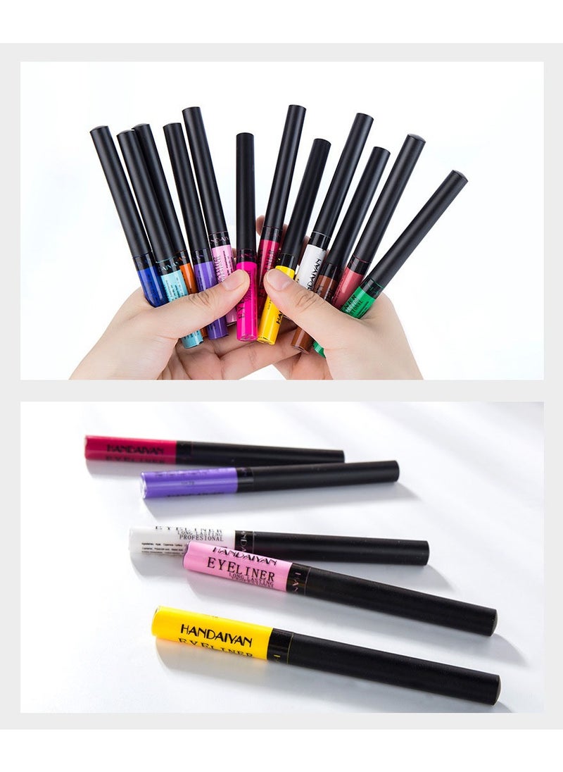 Handaiyan Liquid Eyeliner Waterproof Smudge Proof Sweat 12 Colors Matte Liner Set Long Lasting Pigment Professional Makeup Gift Quick Dry ,Gel,Soft,Smooth,Natural,Hyper Easy Suit Clubs, Stages, Parties （A）  - Image 4