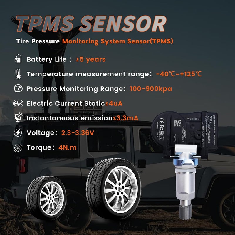 مجموعة من 1 مستشعر TPMS لنظام مراقبة ضغط الإطارات 315MHz متوافق مع M-azda 5 RX-8 Speed3 CX-5 6 CX-3 M-5Miata CX-9 OEM - بديل لـ # BBM237140B - Image 2