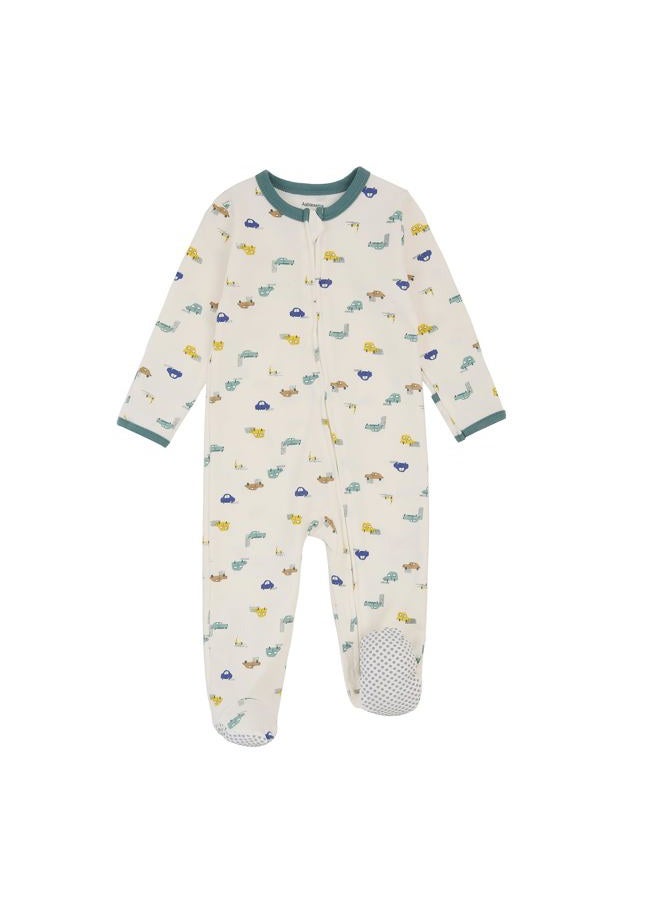 Aablexema Baby Footie Pajamas with Mitten Cuffs, Double Zipper Infant Cotton Onesie Sleeper Pjs, Newborn Footed Sleep Play, Car Style(zipper), 9-12 Months - Image 5