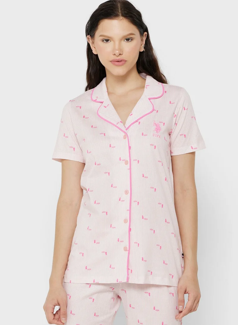 U.S. Polo Assn. Button Down Shirt & Pyjama Set