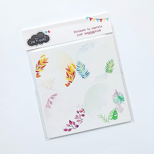 weRevel Vibrant and Colorful Leaves Theme Note Stickers, 40 Pieces, 2 inches, Round, 4 Unique Designs, Made of Paper-Self-Adhesive - Image 2