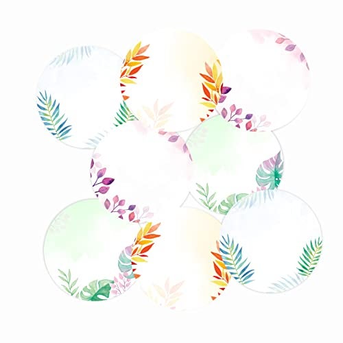 weRevel Vibrant and Colorful Leaves Theme Note Stickers, 40 Pieces, 2 inches, Round, 4 Unique Designs, Made of Paper-Self-Adhesive - Image 1