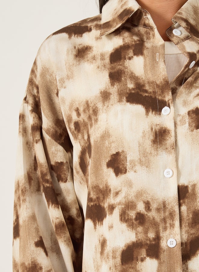 Styli Printed Spread Collar Regular Fit Shirt  - Image 4