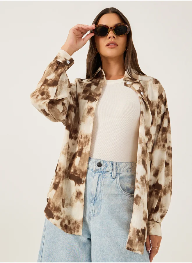 ستايلي Printed Spread Collar Regular Fit Shirt