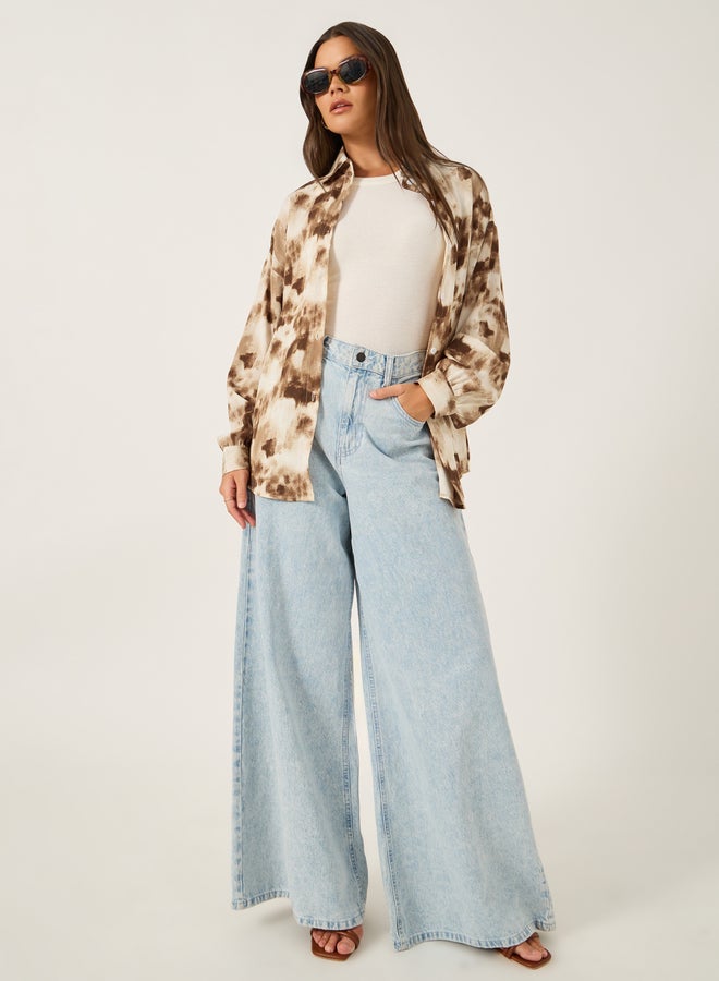 Styli Printed Spread Collar Regular Fit Shirt  - Image 2