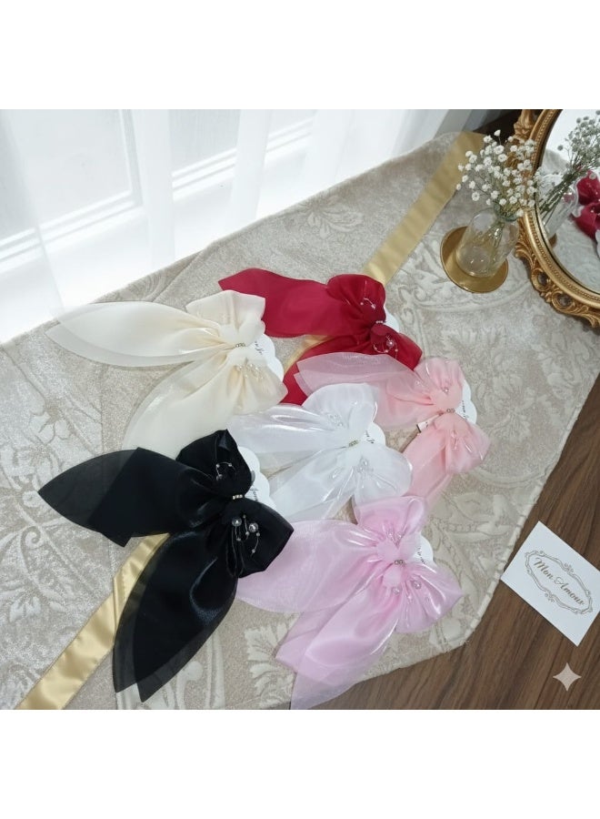 Large organza bow hair clip – suitable for girls and women – in black – a stylish accessory for school and outings - Image 2
