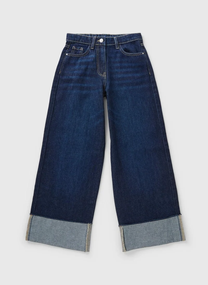 ماتلان Girls Darkwash Fold Up Jeans