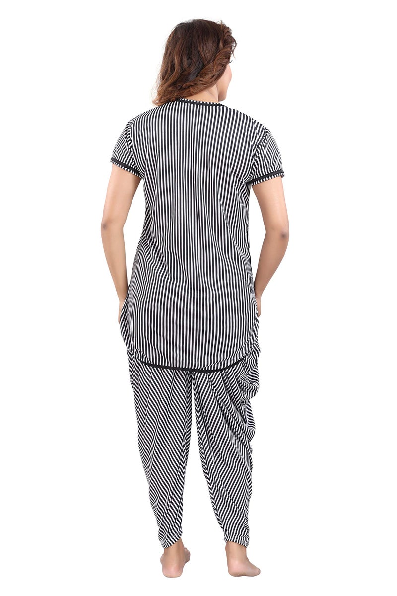 YKI Women's Polyester Pajama Set Sarina Night Suit, Black, Large - Image 5