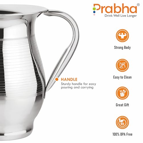 Prabha Stainless Steel Supremo Water Jug 2000ml - Ideal for Home & Kitchen, Durable & Elegant - Image 4