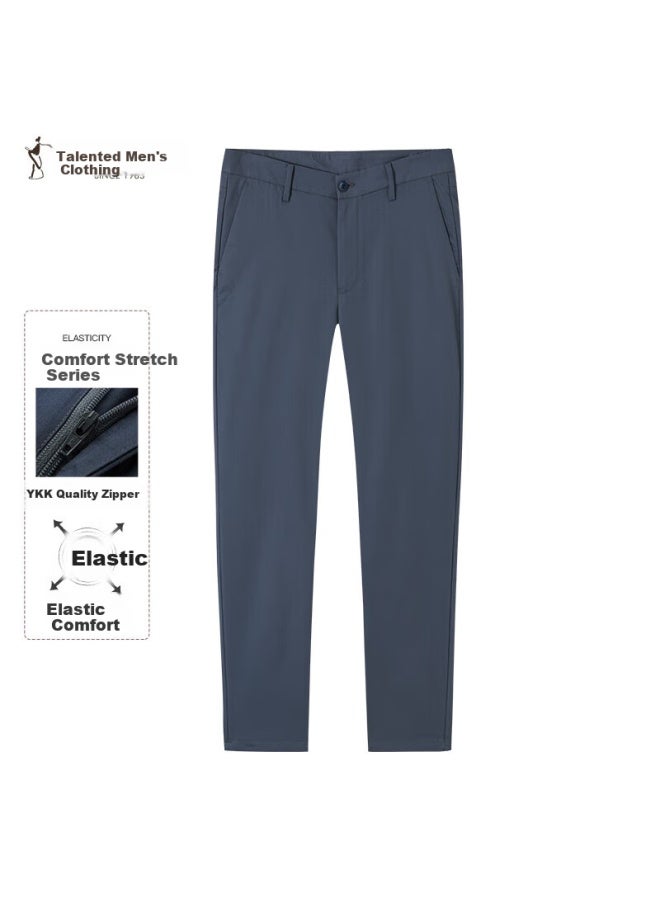 Tries Men's Casual Pants Spring And Summer Breathable Smooth Wrinkle-resistant Solid Color Fashion Long Pants Men's Stylish Versatile Mid-waist Trousers - Image 1