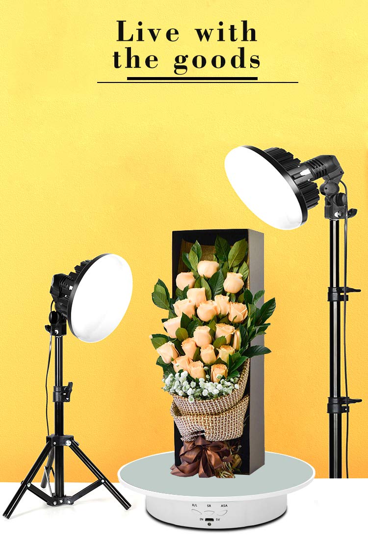 JAYEGT Motorized Rotating Display Stand, 7.87inch /17.6lbs Load, 360 Degree Electric Rotating Turntable for Photography Products, Jewelry, Cake,3D Model , Mirror Cover (White, 7.87inch/Button Control) - Image 3