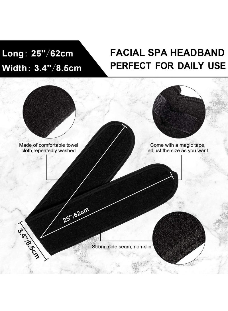 أوزيغالور 3 عبوات عصابات رأس للوجه، من قماش تيري، قابلة للتعديل، للمكياج والغسيل والاستحمام، باللون الأبيض والأسود والوردي. - Image 2