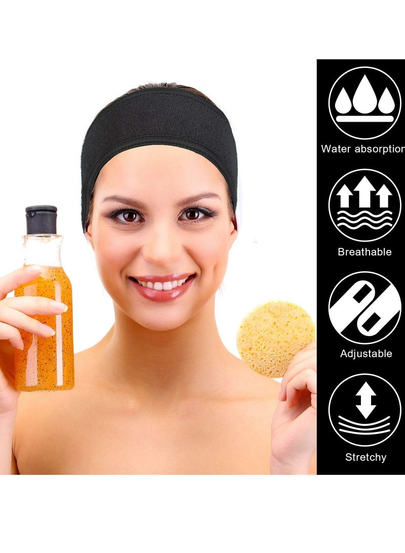 أوزيغالور 3 عبوات عصابات رأس للوجه، من قماش تيري، قابلة للتعديل، للمكياج والغسيل والاستحمام، باللون الأبيض والأسود والوردي. - Image 5