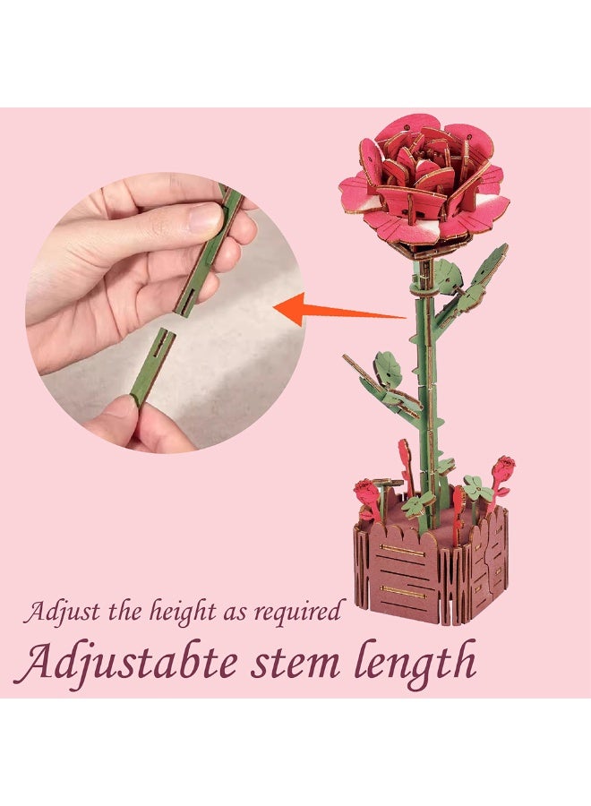 هدية رومانسية مصنوعة يدوياً زهرية ورد عباد الشمس لغز إبداعي خشبي DIY 3D شخصية لغز مواد مجموعة الزرع للأطفال المحبين - Image 2