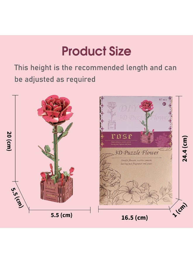 هدية رومانسية مصنوعة يدوياً زهرية ورد عباد الشمس لغز إبداعي خشبي DIY 3D شخصية لغز مواد مجموعة الزرع للأطفال المحبين - Image 3