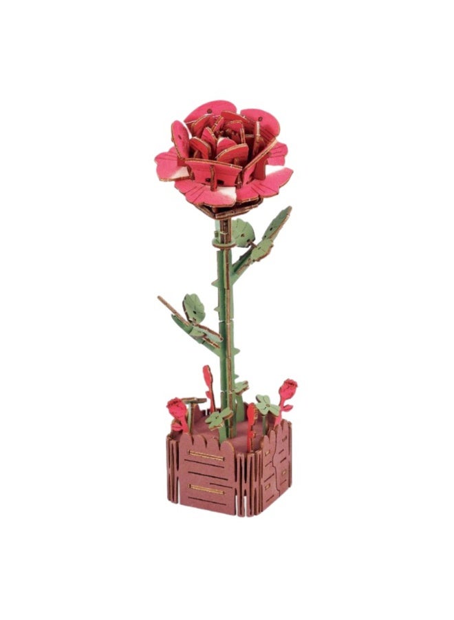 هدية رومانسية مصنوعة يدوياً زهرية ورد عباد الشمس لغز إبداعي خشبي DIY 3D شخصية لغز مواد مجموعة الزرع للأطفال المحبين - Image 4