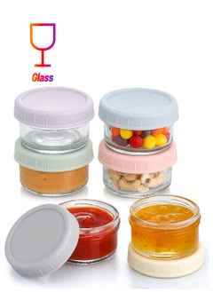 6 Pack Salad Dressing Container，2.7 oz Glass Small Condiment with Lids for Lunch Box Work Trip