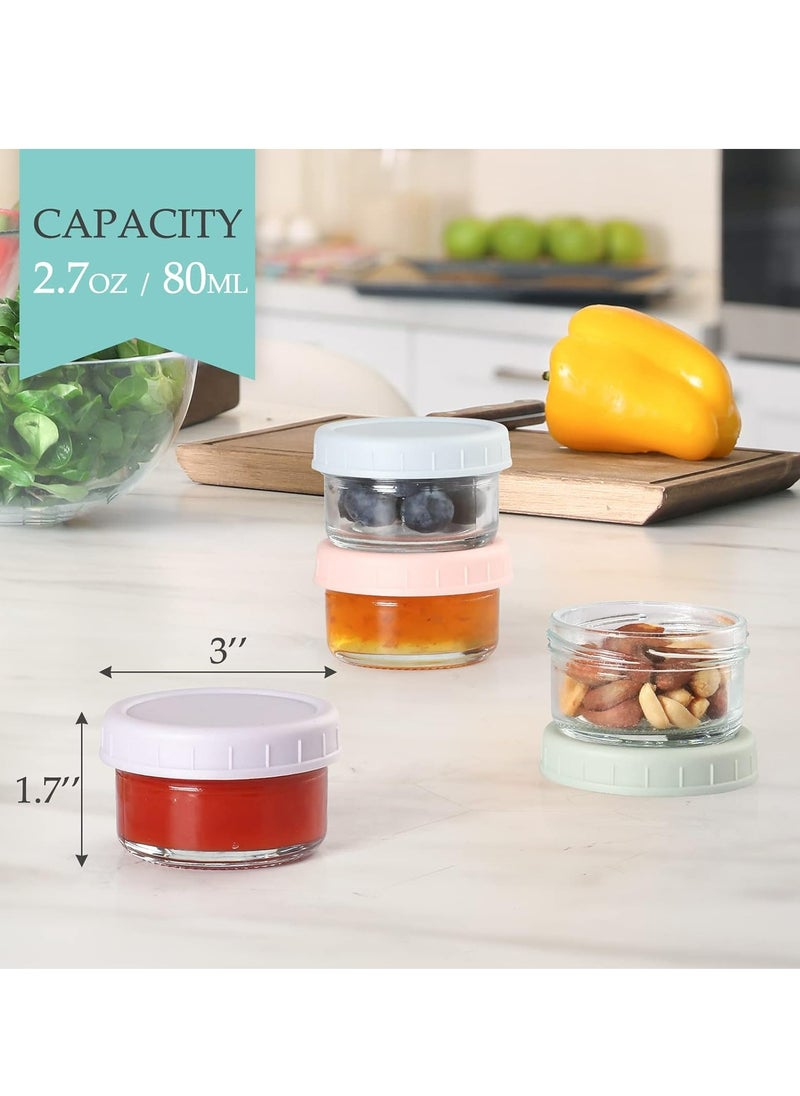 Oasisgalore - 6 Pack Salad Dressing Container，2.7 oz Glass Small Condiment with Lids for Lunch Box Work Trip - Image 1