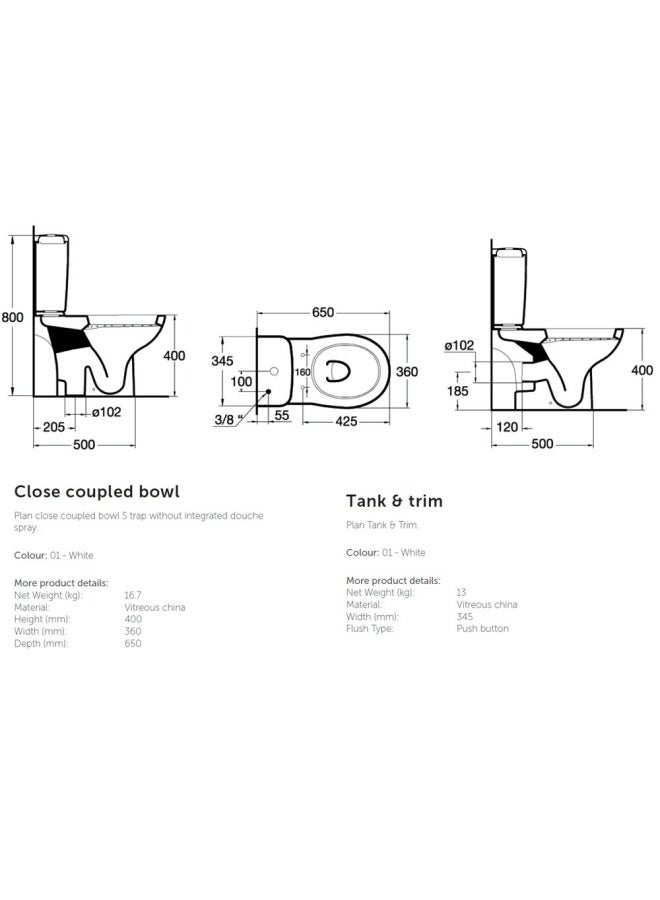 milano Is - Plan Cistern، Seat & Cover، S Cc Bowl White G060301  - Image 2