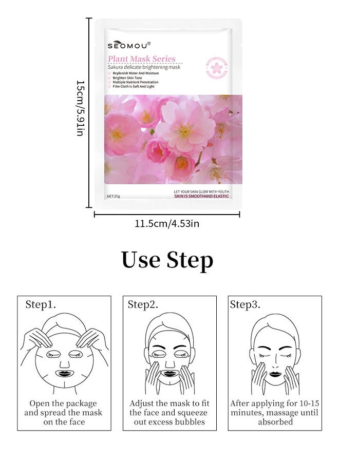 SEOMOU - Facial Mask Sakura Mask Hyaluronic acid Face Anti-aging Hydrating Face Mask Clarifying Nourishing Firming Beauty Facial whitening and moisturizing mask - Image 1