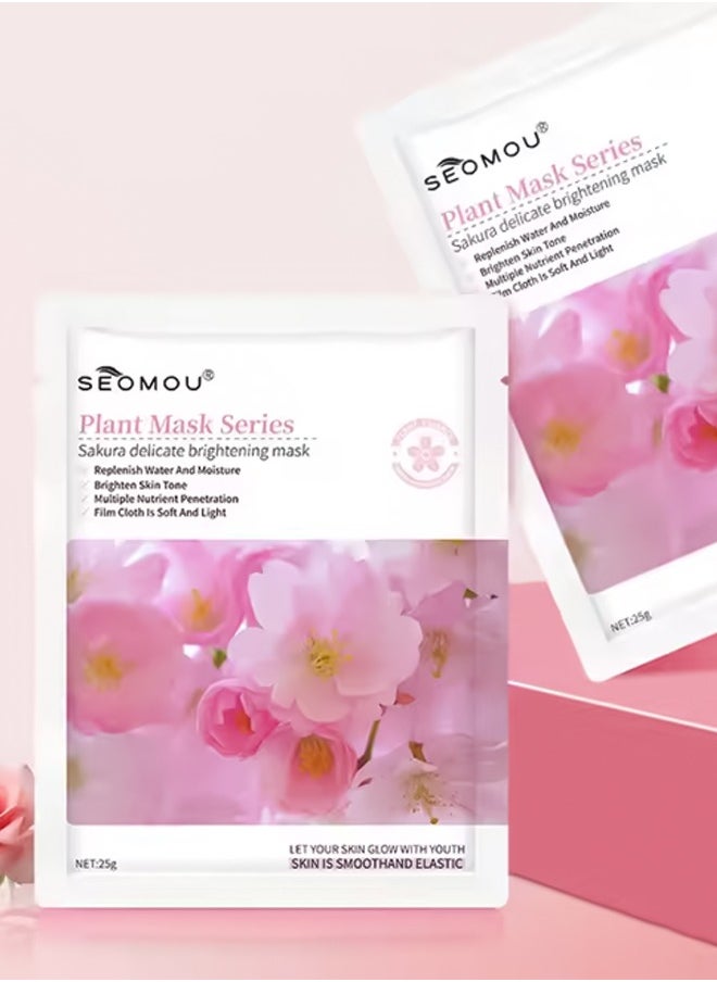 SEOMOU - Facial Mask Sakura Mask Hyaluronic acid Face Anti-aging Hydrating Face Mask Clarifying Nourishing Firming Beauty Facial whitening and moisturizing mask - Image 1