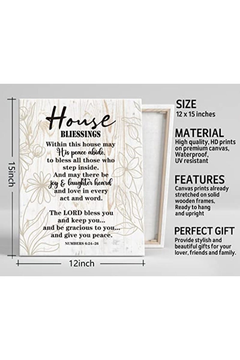 WKYAER Canvas Wall Art House Blessing Decor, Housewarming Gift Canvas Wall Art for Home Decor, Inspirational Quote Canvas Prints Poster Wall Art, Christian Family Home Decor Saying, Gift for Christian 12x15 - Image 3