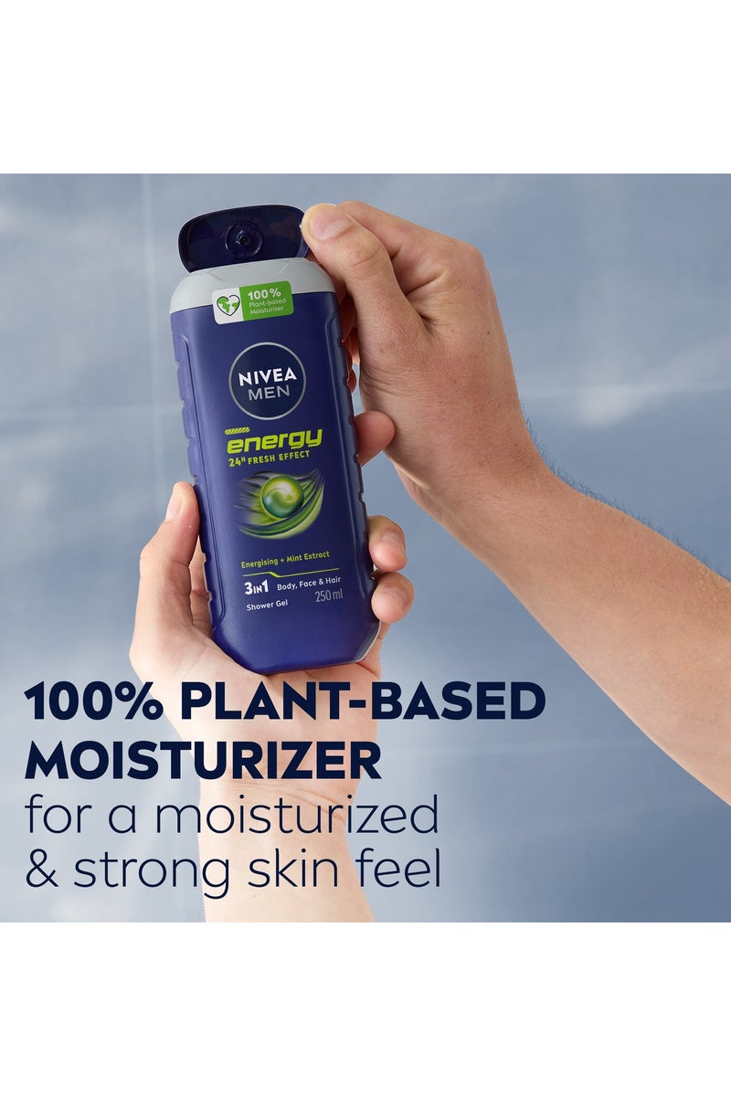 Nivea جل استحمام الطاقة مع مستخلصات النعناع ورائحة ذكورية - عبوة من 3 - Image 2